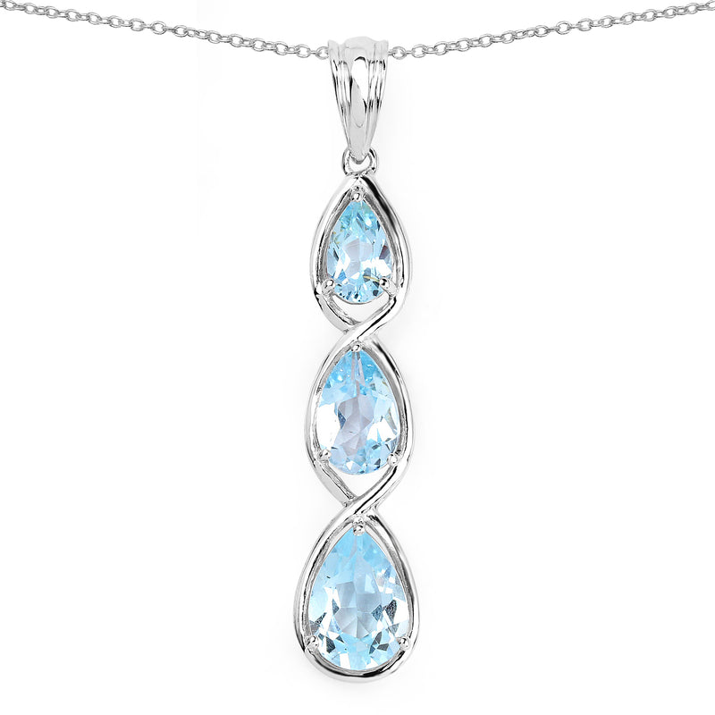 4.20 Carat Genuine Blue Topaz .925 Sterling Silver Pendant