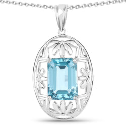 9.60 Carat Genuine Green Topaz .925 Sterling Silver Pendant