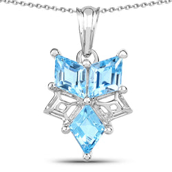 4.65 Carat Genuine Blue Topaz .925 Sterling Silver Pendant