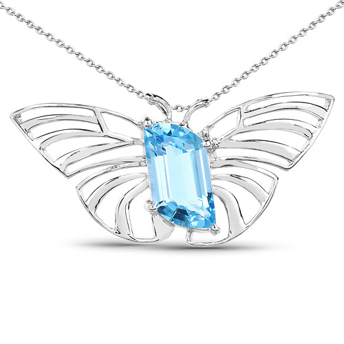 10.62 Carat Genuine Swiss Blue Topaz .925 Sterling Silver Pendant