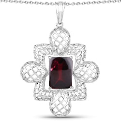 8.00 Carat Genuine Garnet .925 Sterling Silver Pendant