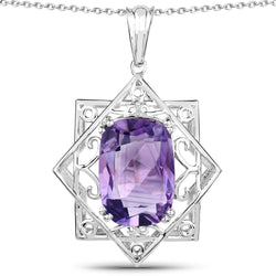 8.70 Carat Genuine Amethyst .925 Sterling Silver Pendant