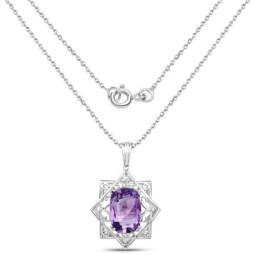 8.70 Carat Genuine Amethyst .925 Sterling Silver Pendant