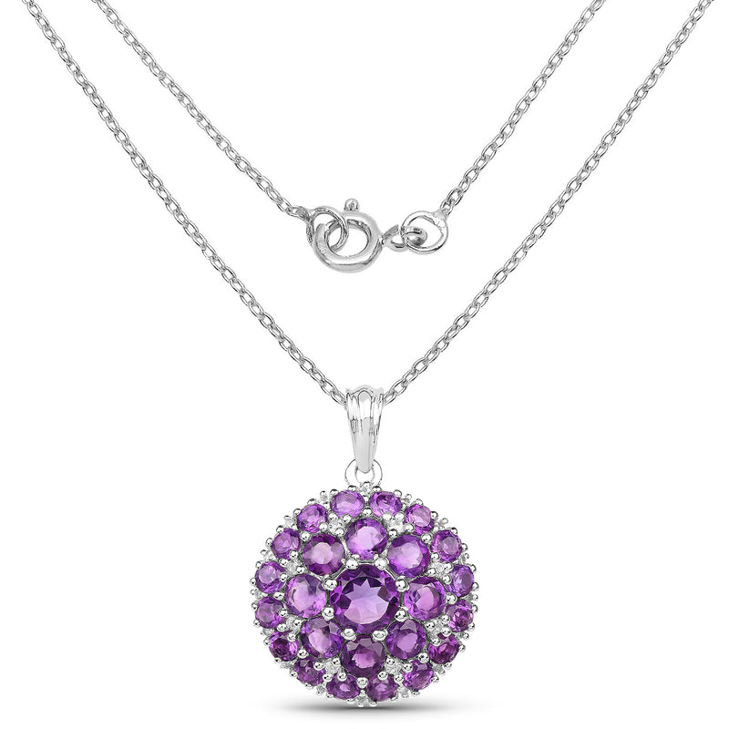 4.69 Carat Genuine Amethyst & White Topaz .925 Sterling Silver Pendant