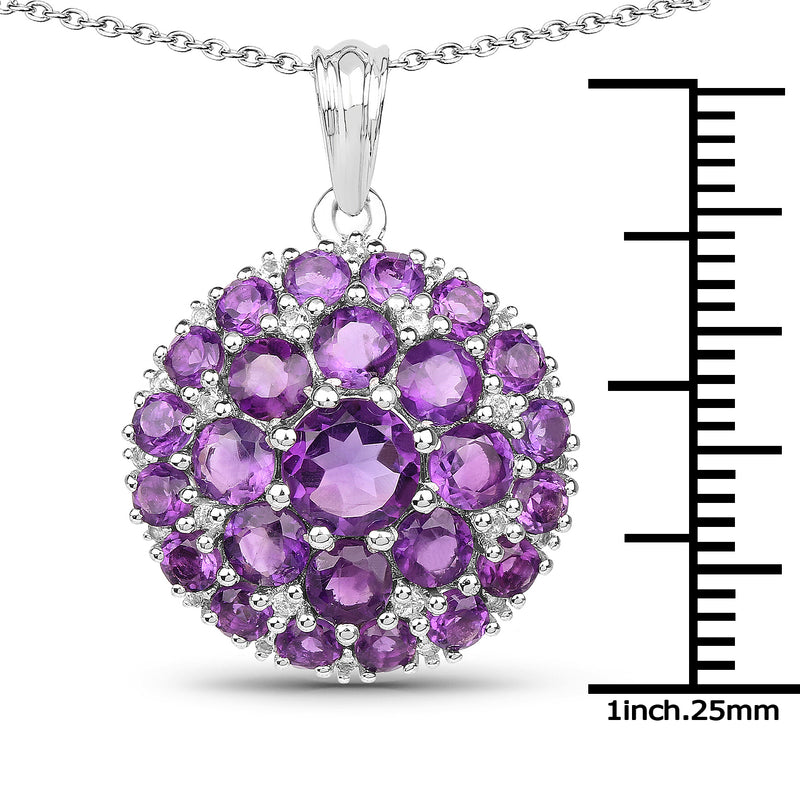 4.69 Carat Genuine Amethyst & White Topaz .925 Sterling Silver Pendant