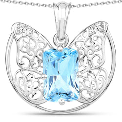 11.08 Carat Genuine Swiss Blue Topaz .925 Sterling Silver Pendant