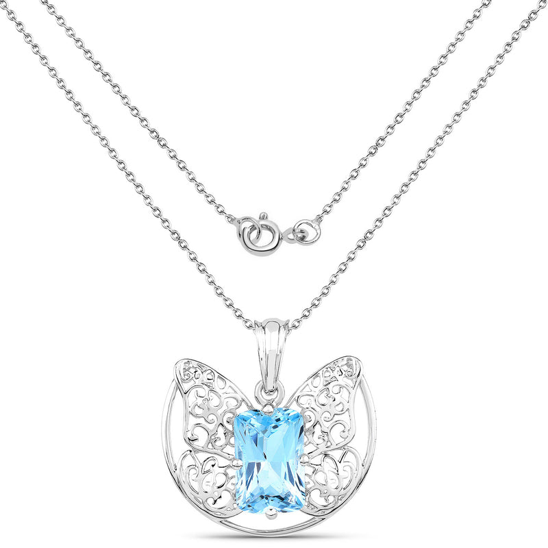 11.08 Carat Genuine Swiss Blue Topaz .925 Sterling Silver Pendant