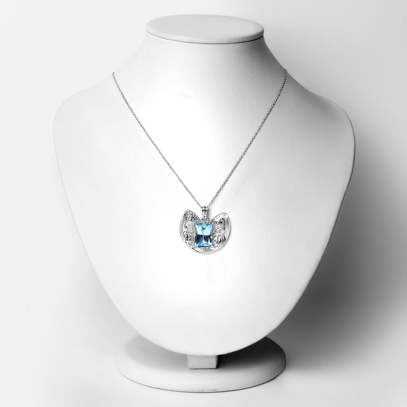 11.08 Carat Genuine Swiss Blue Topaz .925 Sterling Silver Pendant