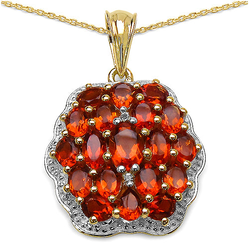 14K Yellow Gold Plated 3.83 Carat Genuine Citrine & White Topaz .925 Sterling Silver Pendant