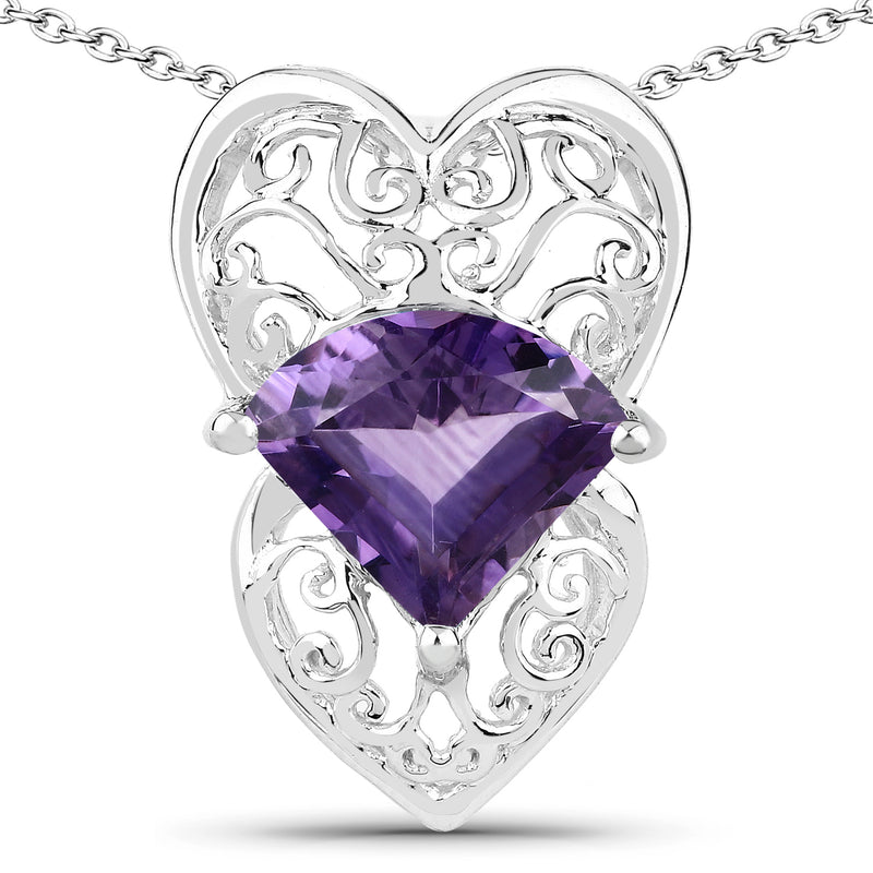 7.80 Carat Genuine Amethyst .925 Sterling Silver Fancy Pendant