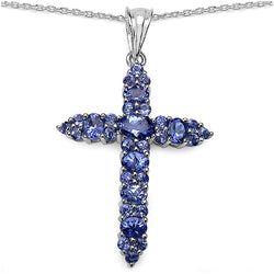 2.24 Carat Genuine Tanzanite .925 Sterling Silver Pendant