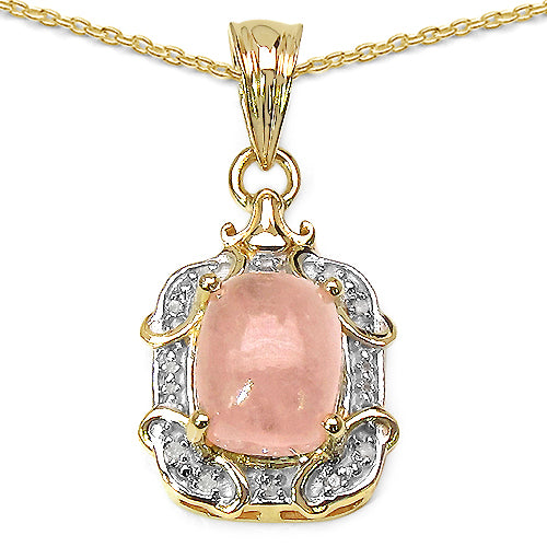 14K Yellow Gold Plated 3.91 Carat Genuine Morganite .925 Sterling Silver Pendant