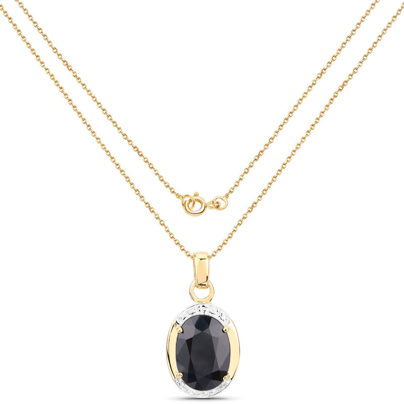 7.50 Carat Genuine Black Sapphire .925 Sterling Silver Pendant