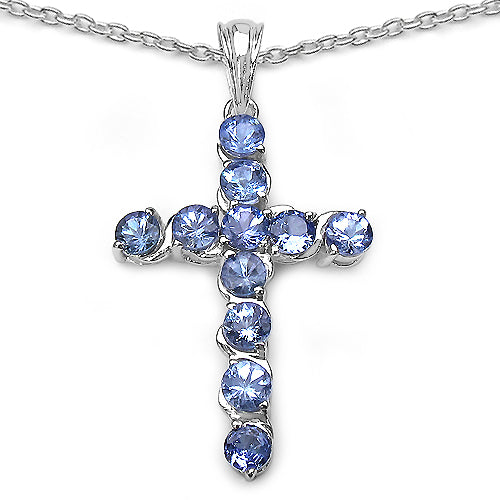 2.64 Carat Genuine Tanzanite .925 Sterling Silver Pendant