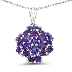 3.34 Carat Genuine Amethyst .925 Sterling Silver Pendant