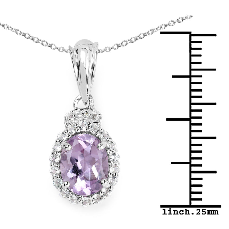 2.02 Carat Genuine Amethyst and White Topaz .925 Sterling Silver Pendant