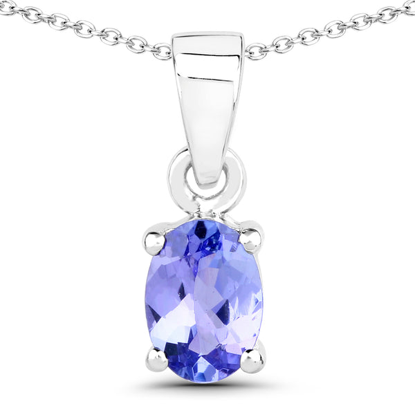 0.75 Carat Genuine Tanzanite .925 Sterling Silver Pendant