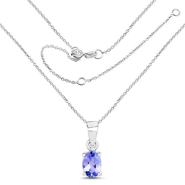 0.75 Carat Genuine Tanzanite .925 Sterling Silver Pendant