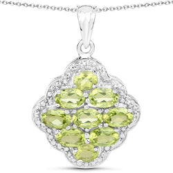 3.85 Carat Genuine Peridot .925 Sterling Silver Pendant