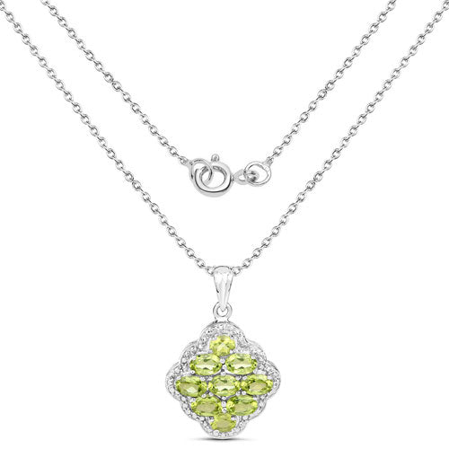 3.85 Carat Genuine Peridot .925 Sterling Silver Pendant