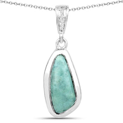 2.36 Carat Genuine Green Jasper and White Topaz .925 Sterling Silver Pendant