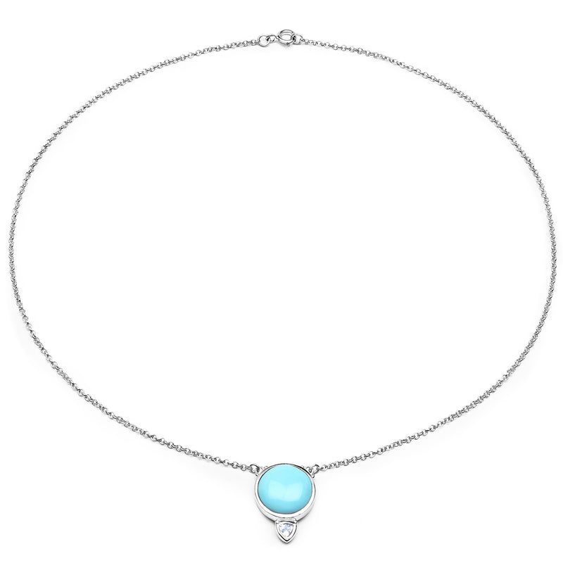 6.65 Carat Genuine Turquoise and Blue Topaz .925 Sterling Silver Pendant