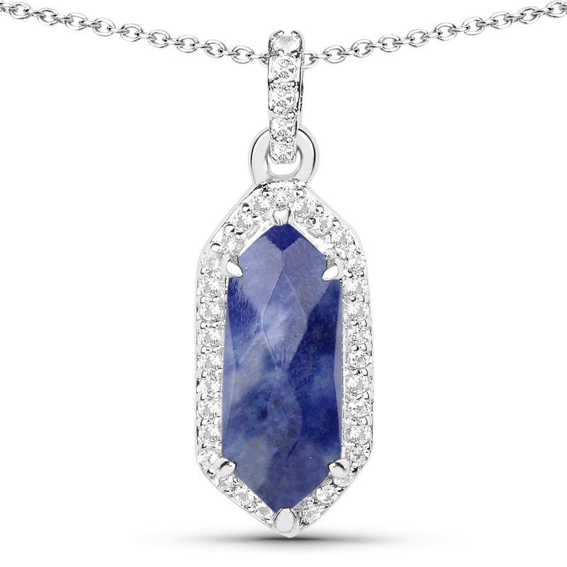 2.33 Carat Genuine Blue Aventurine and White Topaz .925 Sterling Silver Pendant