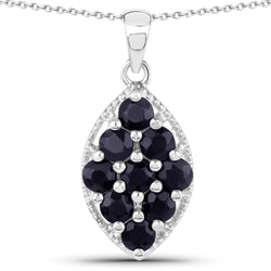 3.43 Carat Genuine Blue Sapphire .925 Sterling Silver Pendant