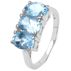 2.85 Carat Genuine Blue Topaz .925 Sterling Silver Ring