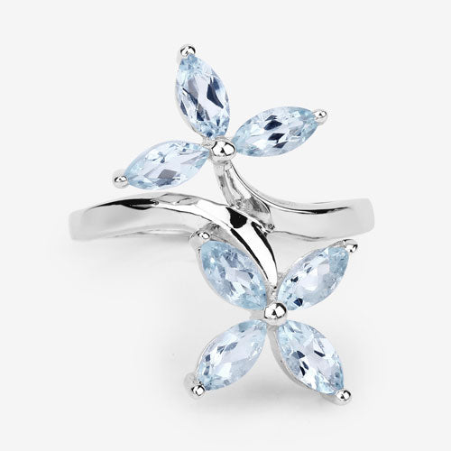 1.54 Carat Genuine Aquamarine .925 Sterling Silver Ring