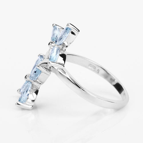 1.54 Carat Genuine Aquamarine .925 Sterling Silver Ring