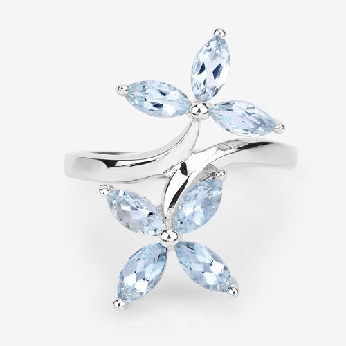 1.54 Carat Genuine Aquamarine .925 Sterling Silver Ring