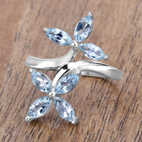 1.54 Carat Genuine Aquamarine .925 Sterling Silver Ring