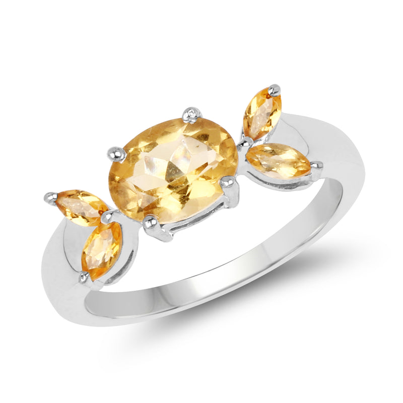 1.60 Carat Genuine Citrine .925 Sterling Silver Ring