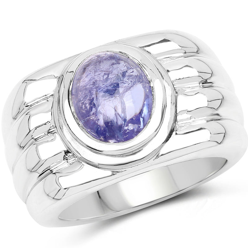 3.55 Carat Genuine Tanzanite .925 Sterling Silver Ring