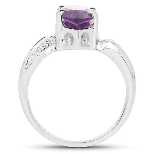 2.55 Carat Genuine Amethyst .925 Sterling Silver Ring