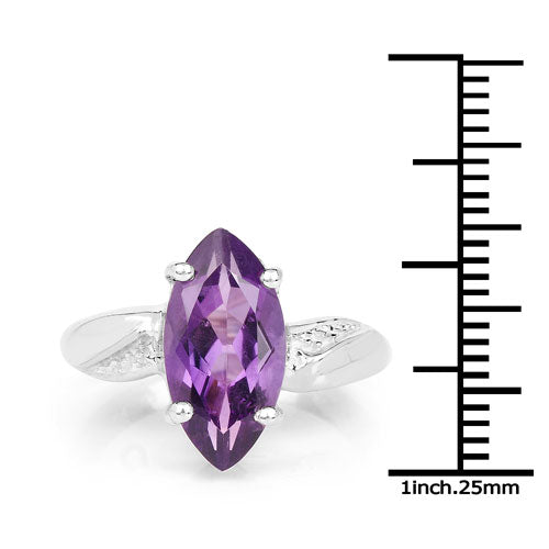 2.55 Carat Genuine Amethyst .925 Sterling Silver Ring