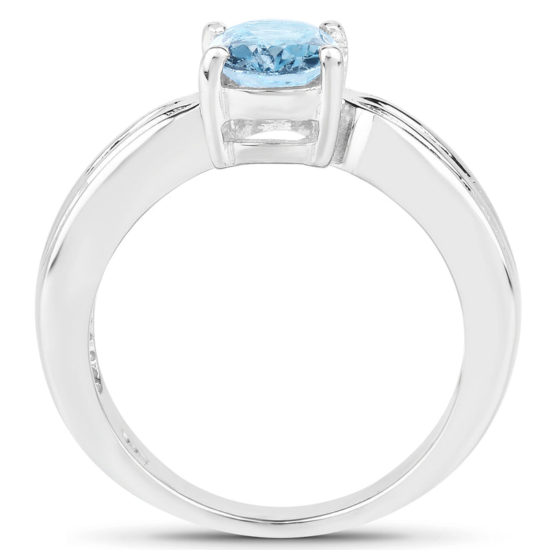 1.60 Carat Genuine Blue Topaz .925 Sterling Silver Ring