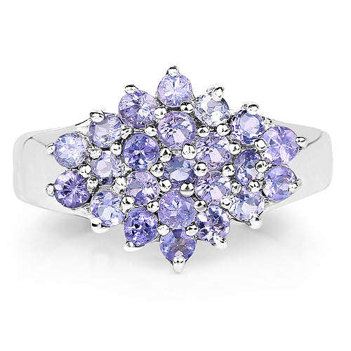 1.61 Carat Genuine Tanzanite .925 Sterling Silver Ring