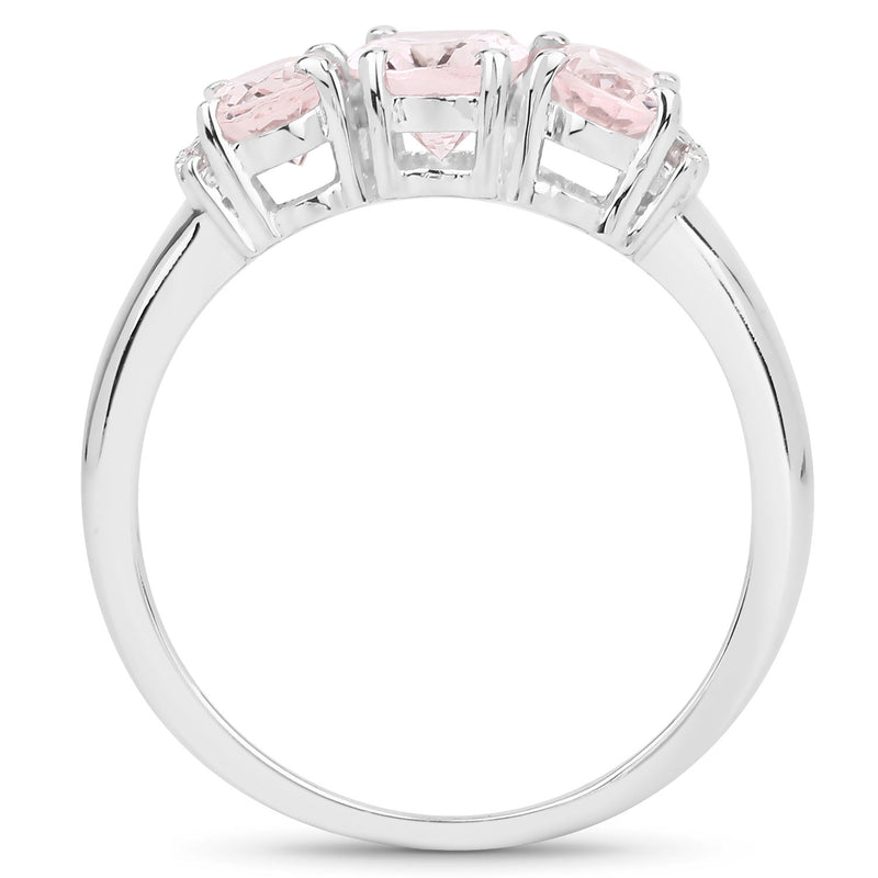 1.46 Carat Genuine Morganite and White Diamond .925 Sterling Silver Ring