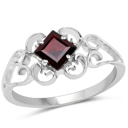 0.80 Carat Genuine Garnet .925 Sterling Silver Ring