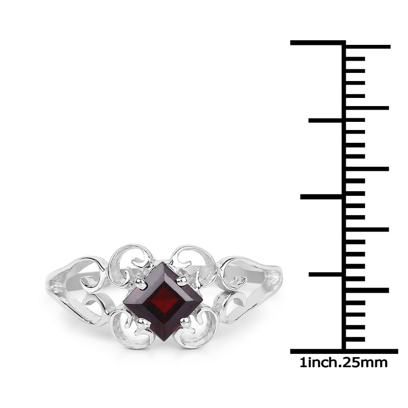 0.80 Carat Genuine Garnet .925 Sterling Silver Ring