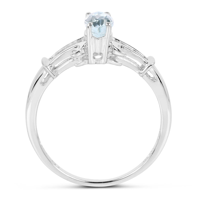 0.44 Carat Genuine Aquamarine .925 Sterling Silver Ring