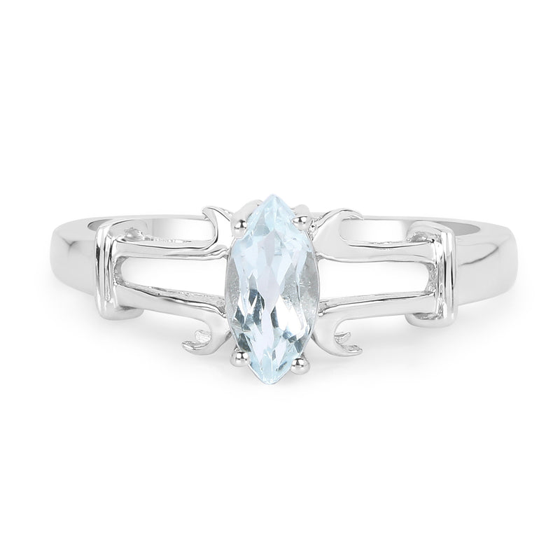 0.44 Carat Genuine Aquamarine .925 Sterling Silver Ring