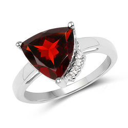 3.56 Carat Genuine Garnet and White Topaz .925 Sterling Silver Ring