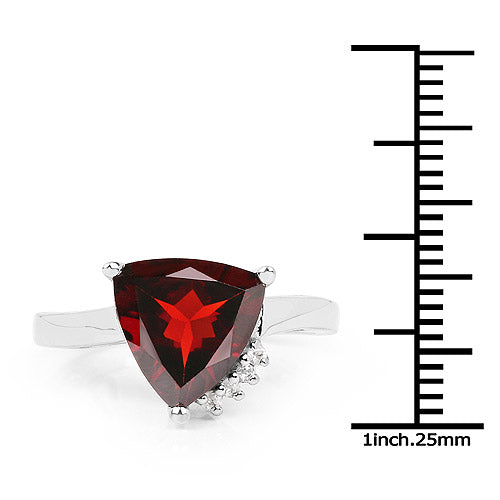 3.56 Carat Genuine Garnet and White Topaz .925 Sterling Silver Ring