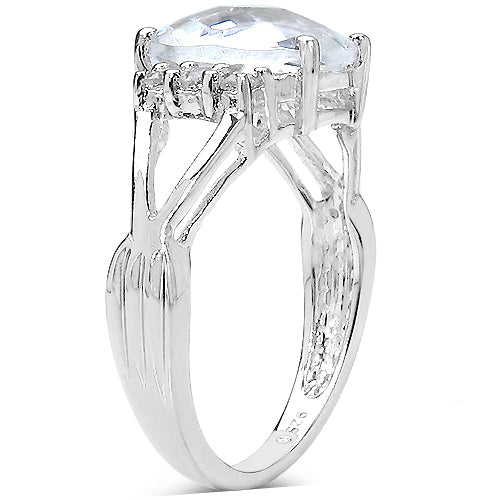 2.54 Carat Genuine Crystal Quartz & White Topaz .925 Sterling Silver Ring