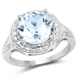 4.00 Carat Genuine Blue Topaz .925 Sterling Silver Ring