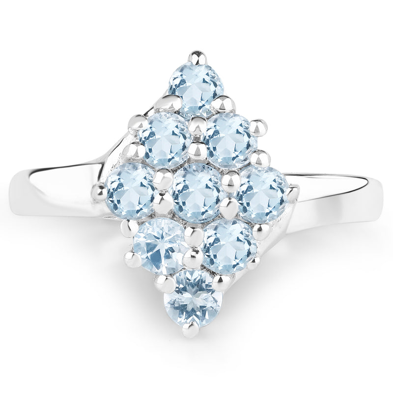 1.08 Carat Genuine Blue Topaz .925 Sterling Silver Ring