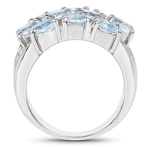 3.60 Carat Genuine Blue Topaz .925 Sterling Silver Ring